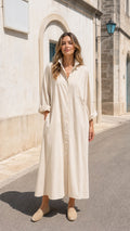 Women's Casual Long Sleeve Button-Down Maxi Shirt Dress
