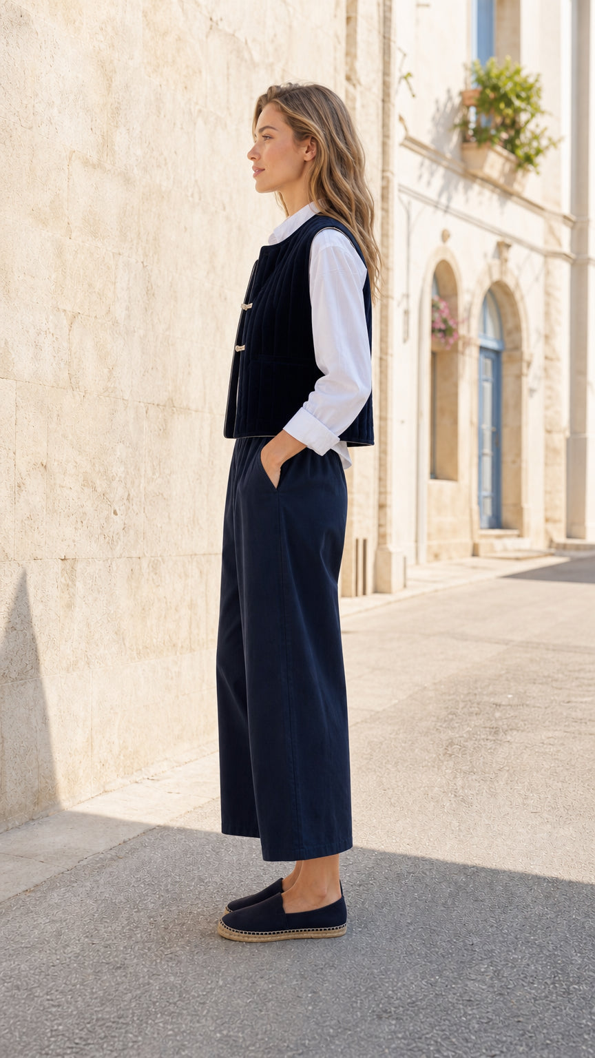 Women's Quilted Vest and Wide-Leg Pants Co-Ord Set