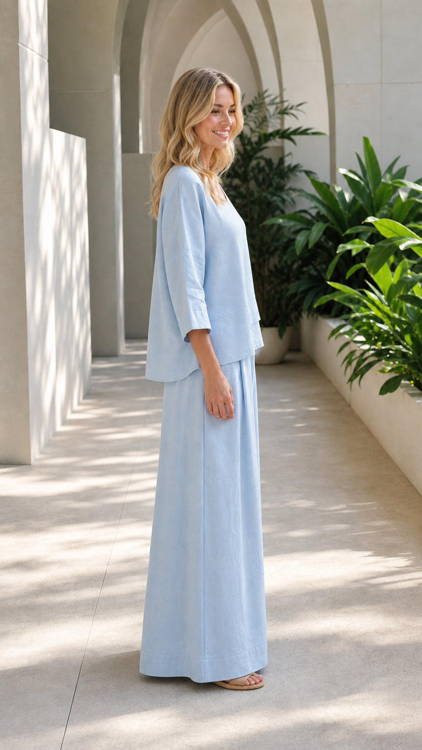 Women's Casual V-Neck Two-Piece Wide-Leg Lounge Set