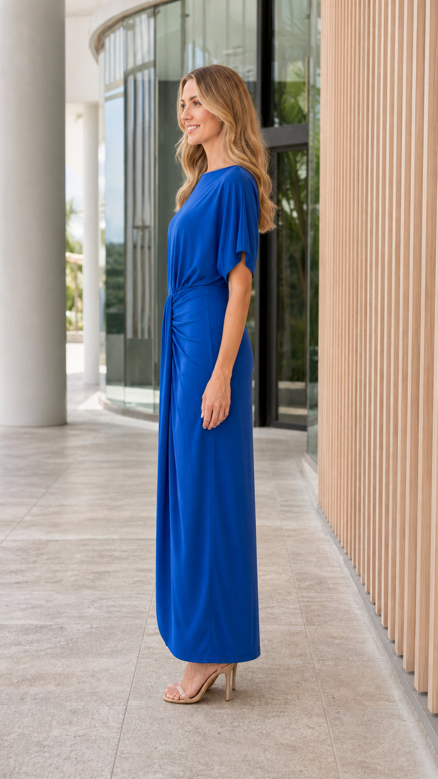 Elegant Draped Knot Maxi Dress