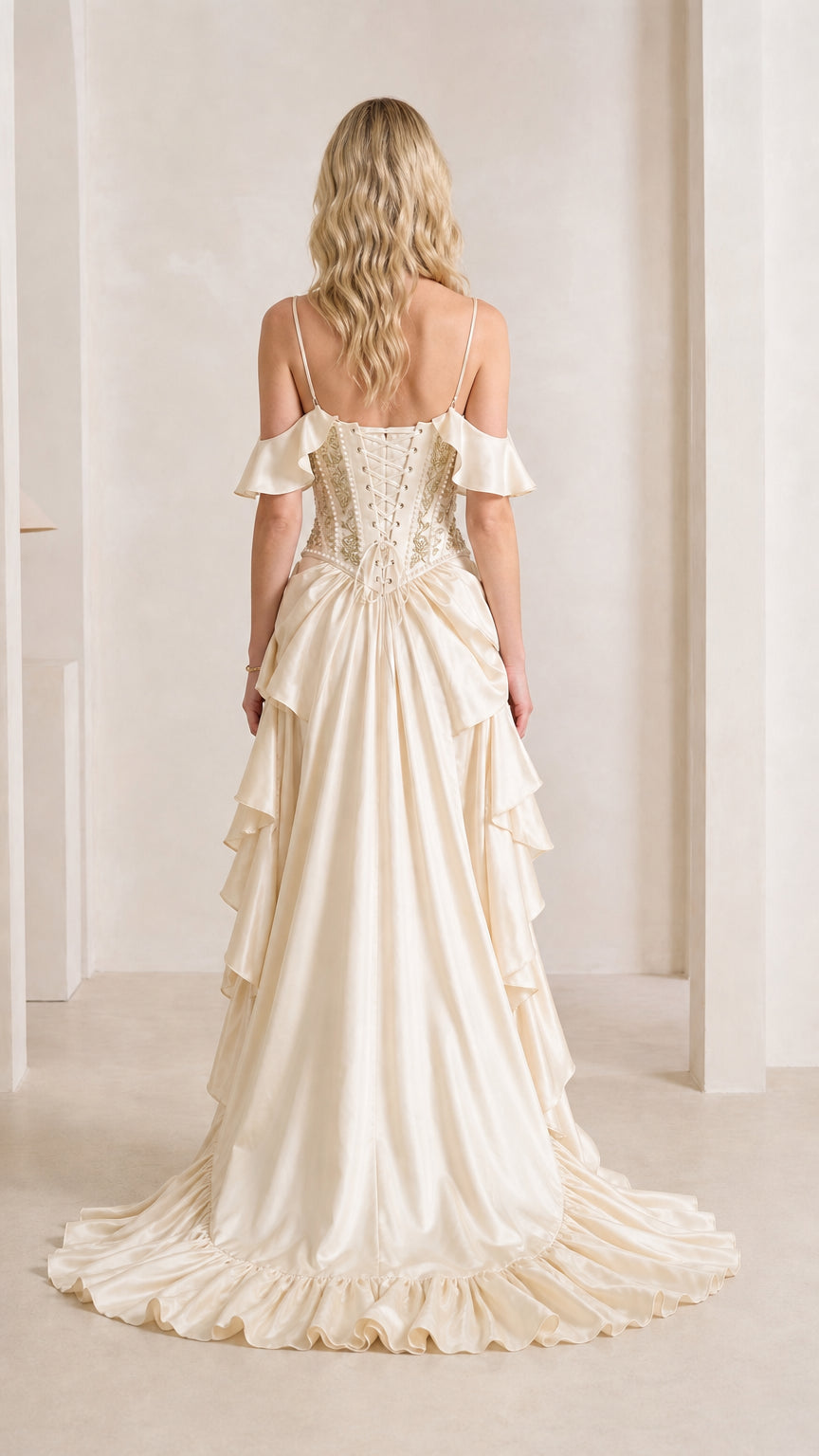 Back view highlighting the lace-up corset detail