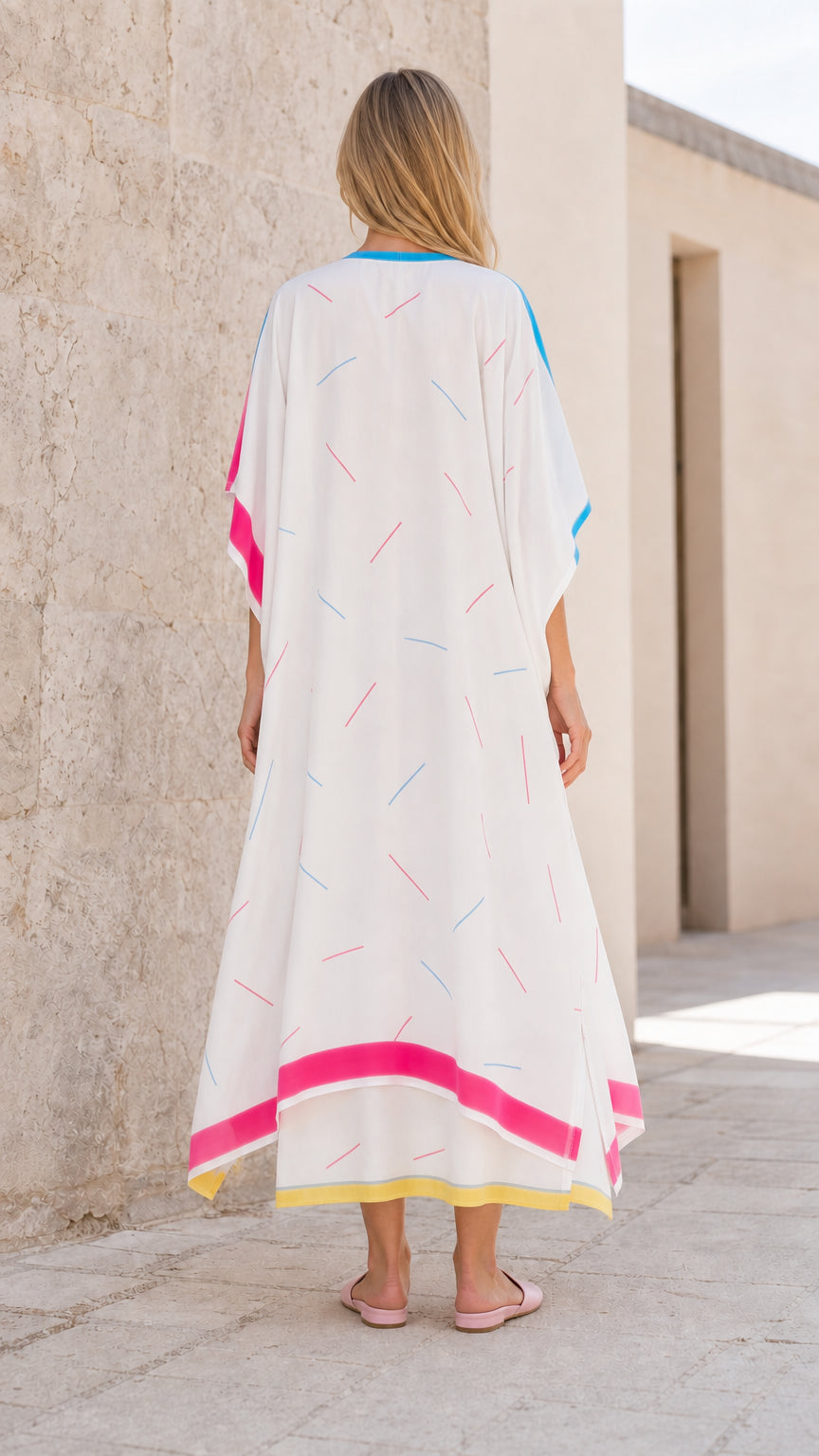 Women's Geometric Print V-Neck Relaxed Fit Kaftan Maxi Dress
