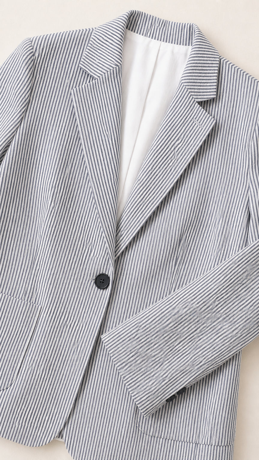 Women's Classic Striped Single-Button Tailored Blazer