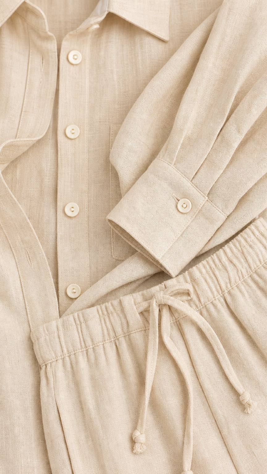 Women's 3-Piece Linen Blend Button-Down Shirt, Cami, and Wide-Leg Pants Set