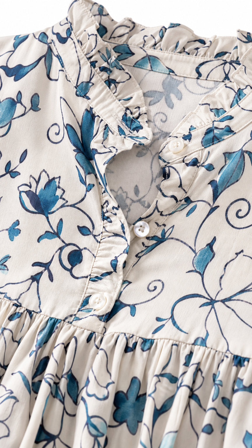 Women's Long Sleeve Floral Print Ruffle Maxi Dress