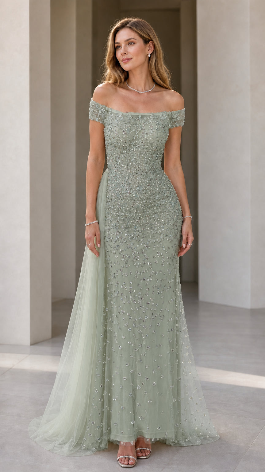 Front view of sage green color variant