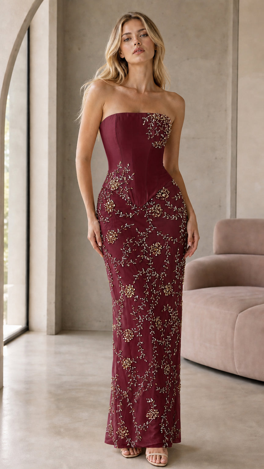Front view of burgundy color variant