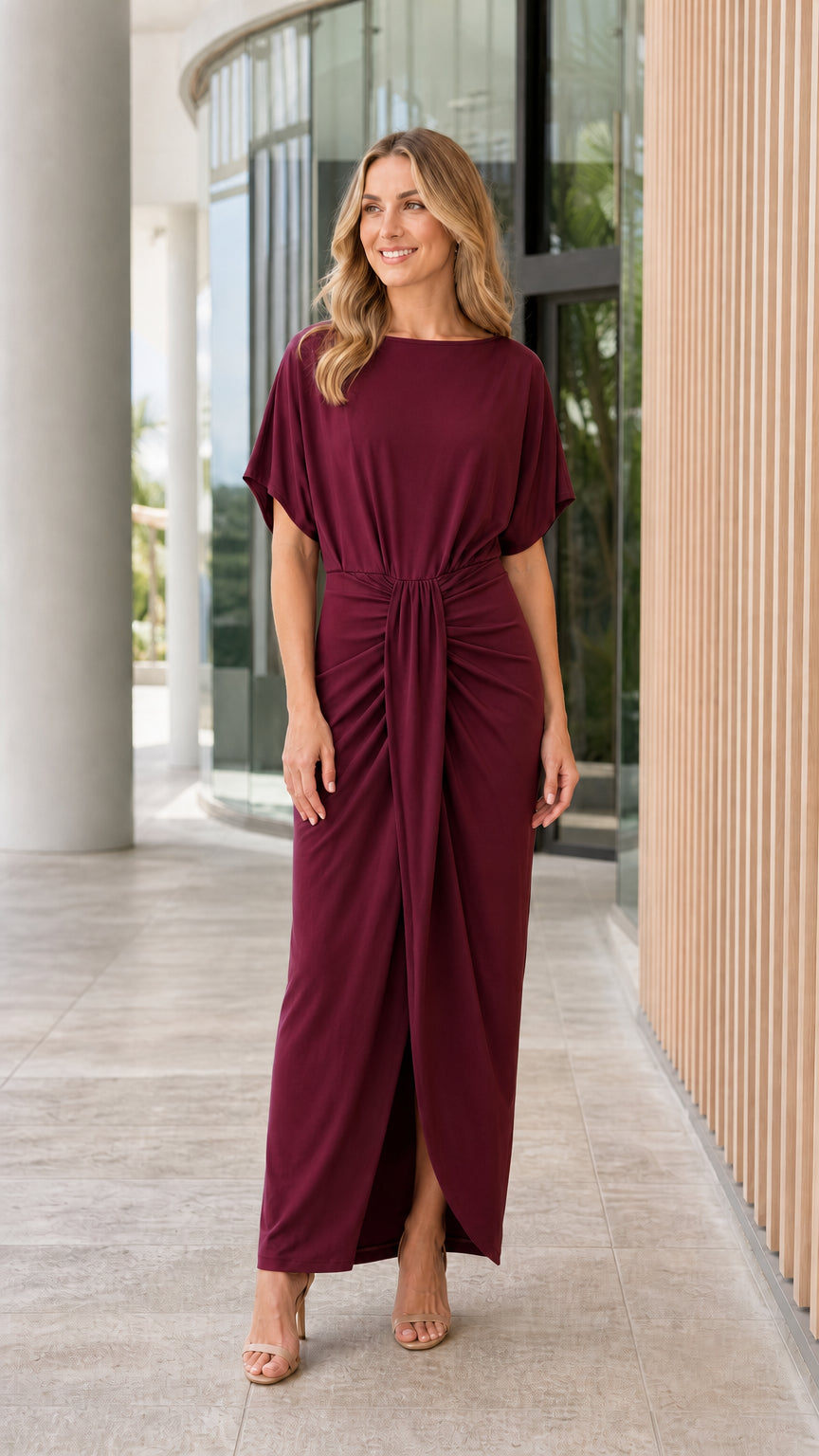 Elegant Draped Knot Maxi Dress