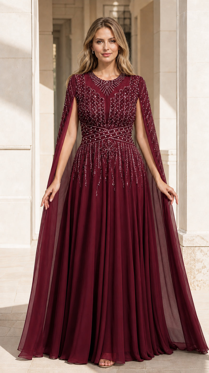 Front view in burgundy color variant