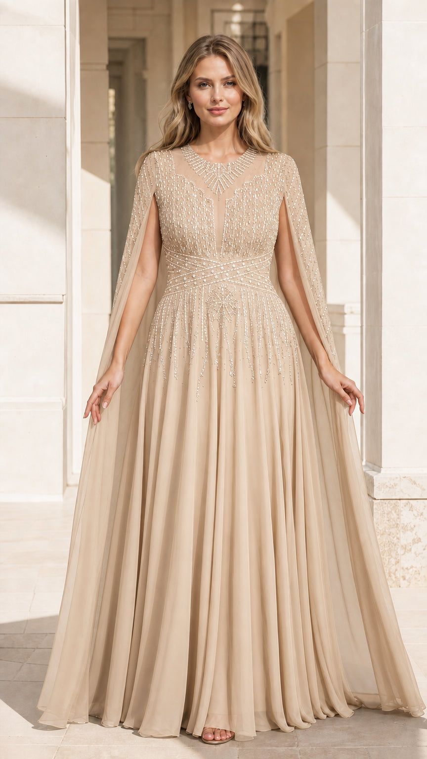 Front view in champagne color variant