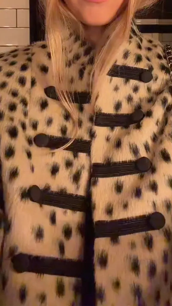 Leopard Print Toggle Fuzzy Jacket