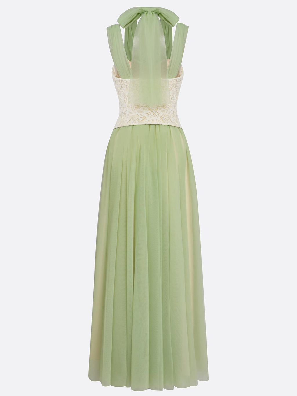 Green Chiffon V Neck Sleeveless A-Line Floor-length Gown Dress