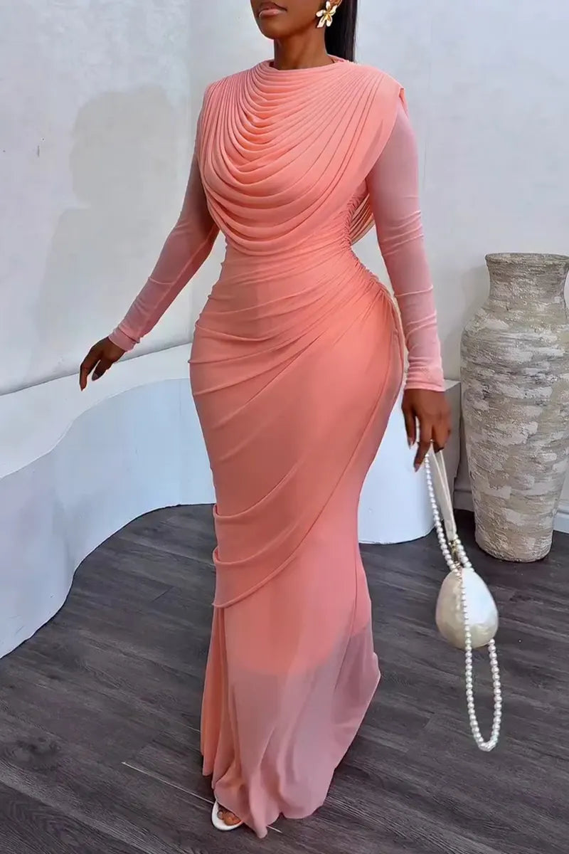 Women's Elegant Party Pleated Slim Fit Dress