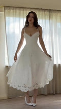 White Eyelet Lace Midi Dress