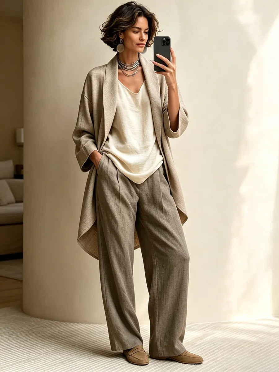 Bohemian Style Casual Cotton And Linen Three-piece Set