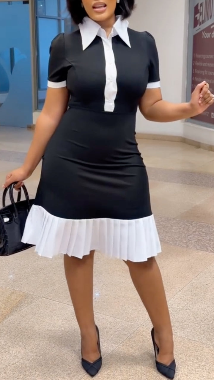 Black & White Preppy Midi Dress