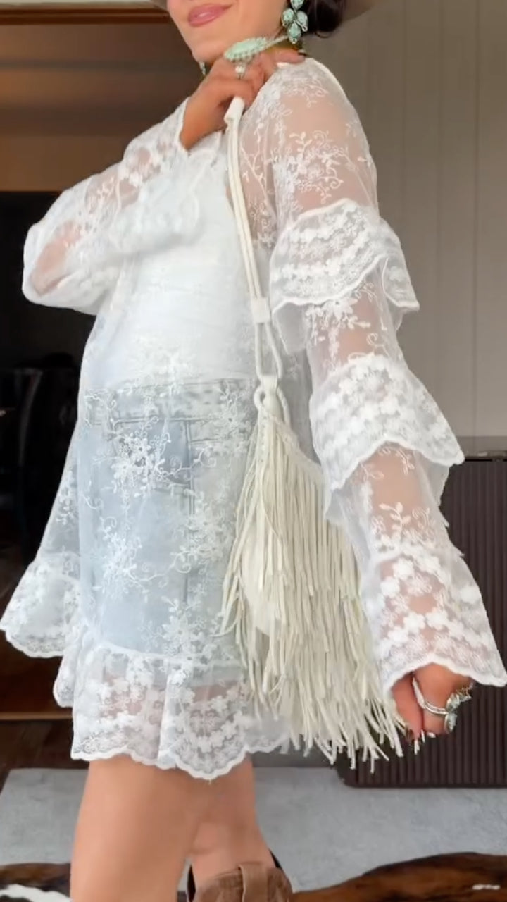 Women's Vintage Lace Cut-Out Top
