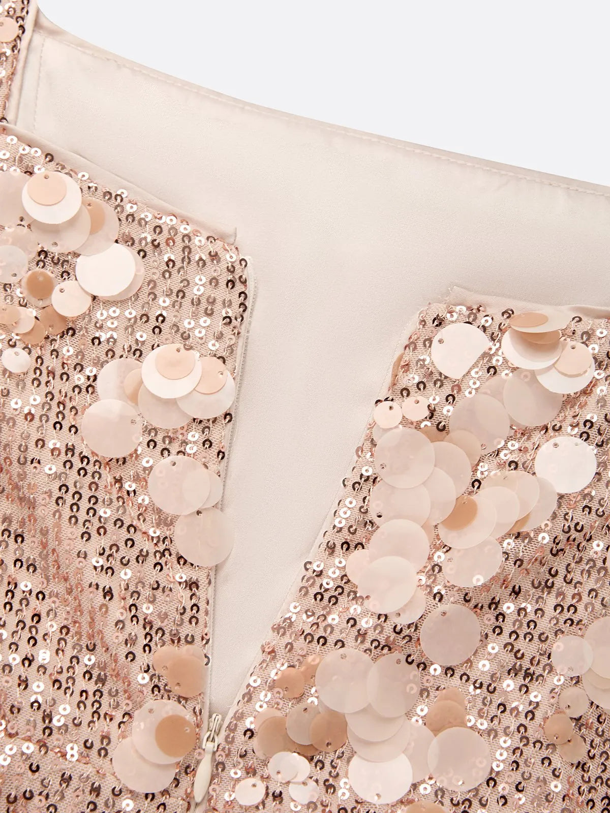 Champagne Glitter Sequin Square Neck Sleeveless Mermaid Midi Dress
