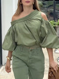 Off-Shoulder Crop Top & Wide Leg Pants Co-Ord Set