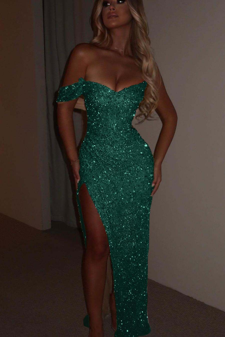 One Shoulder Strapless Sleeveless Long Mermaid Prom Dress With Split MS0185