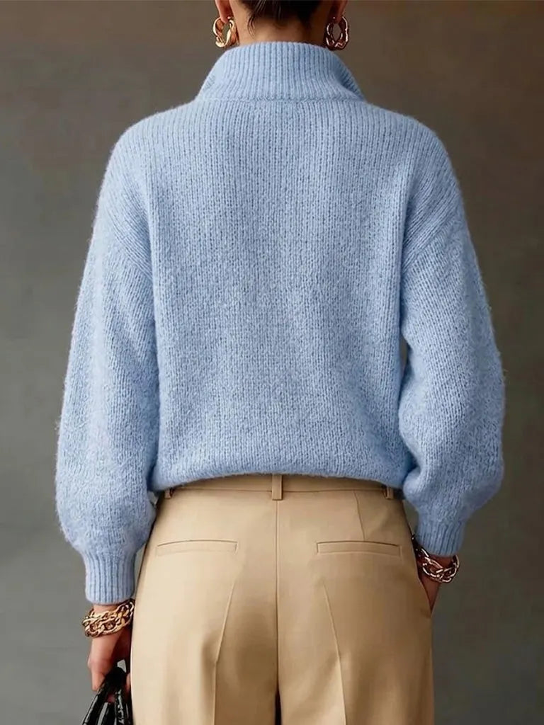 Half Zip Collar Relaxed Knit Sweater