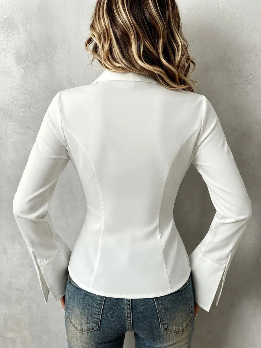 Chic Tailored Slim-fit Lapel Collar Shirt