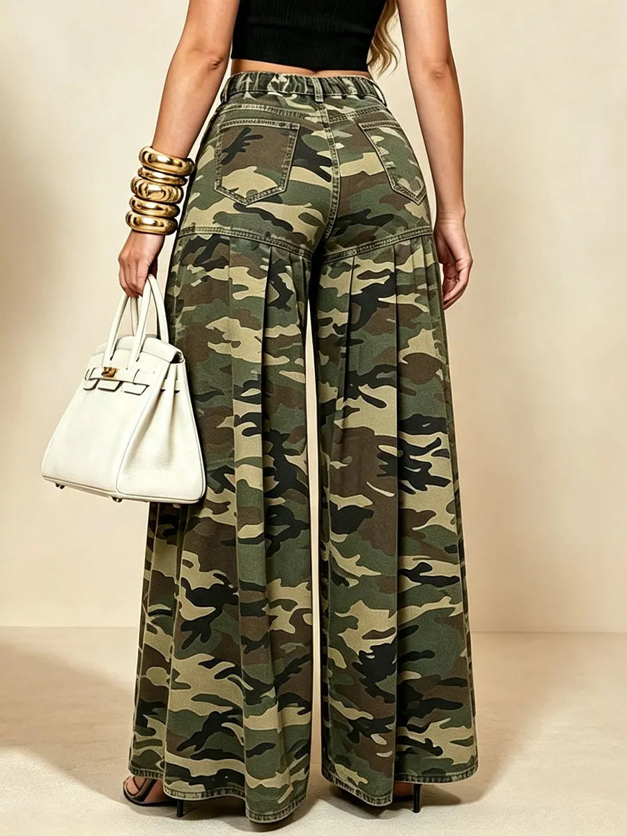 Casual Camouflage Wide-leg Jeans