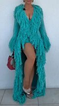 Elegant Long Kimono Cardigan And Midi Skirt Two Piece Set