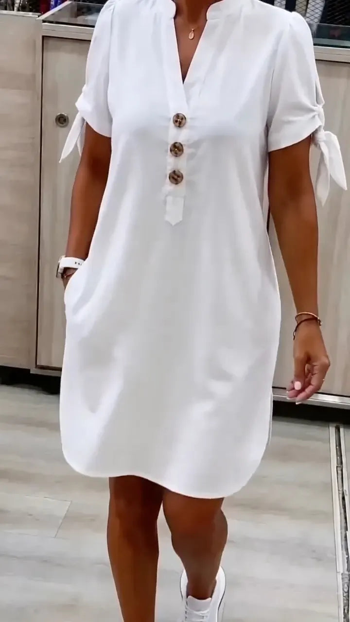 ie‑Sleeve Shift Midi Dress