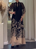 Elegant, Loose, And Comfortable Two-piece Set Featuring A Printed Chiffon Camisole Dress And A Long-sleeved Dress.
