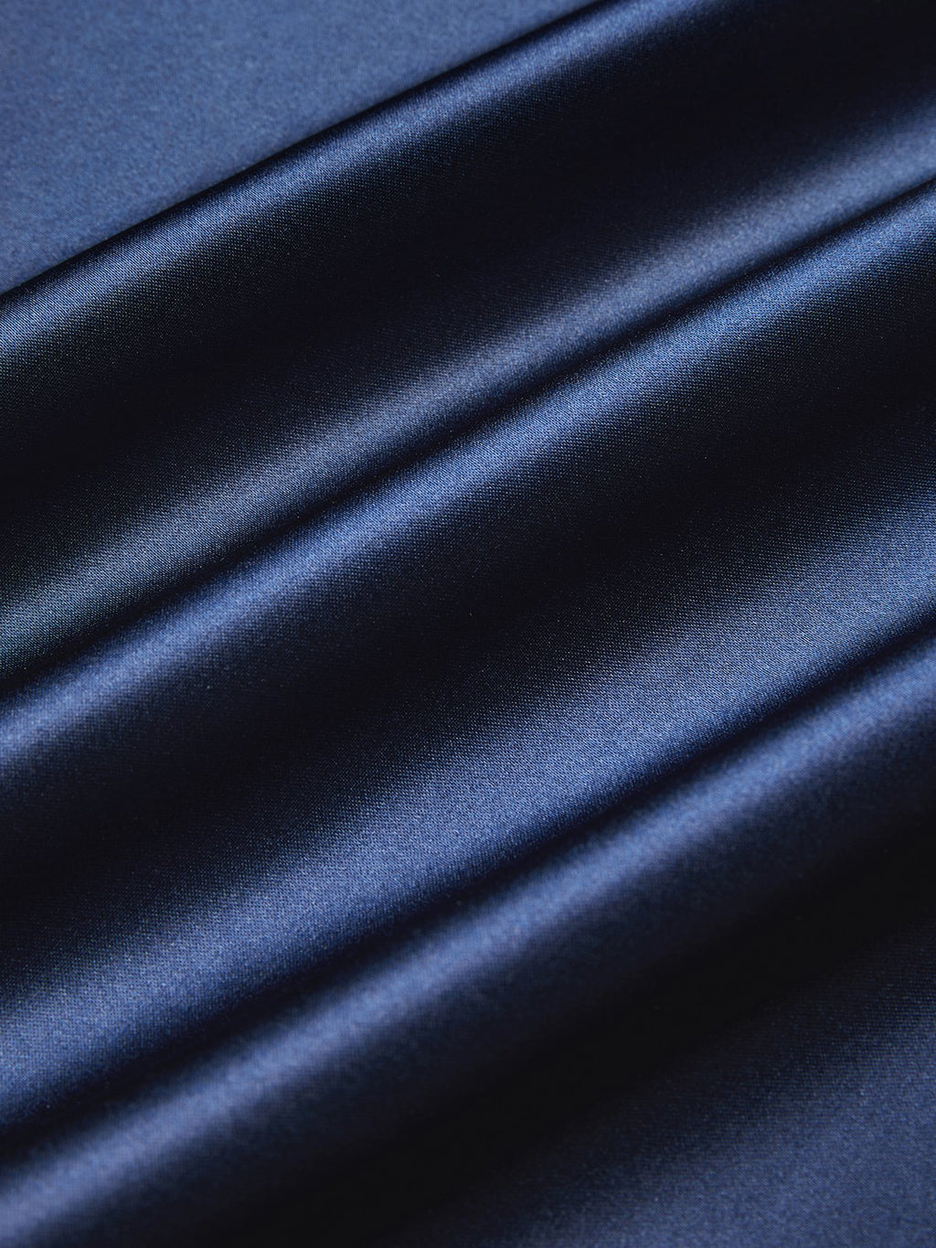 Navy Blue Satin Stand Collar Short Sleeve A-Line Maxi Dress