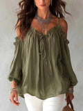 Boho Ruffled Off-shoulder Chiffon Blouse