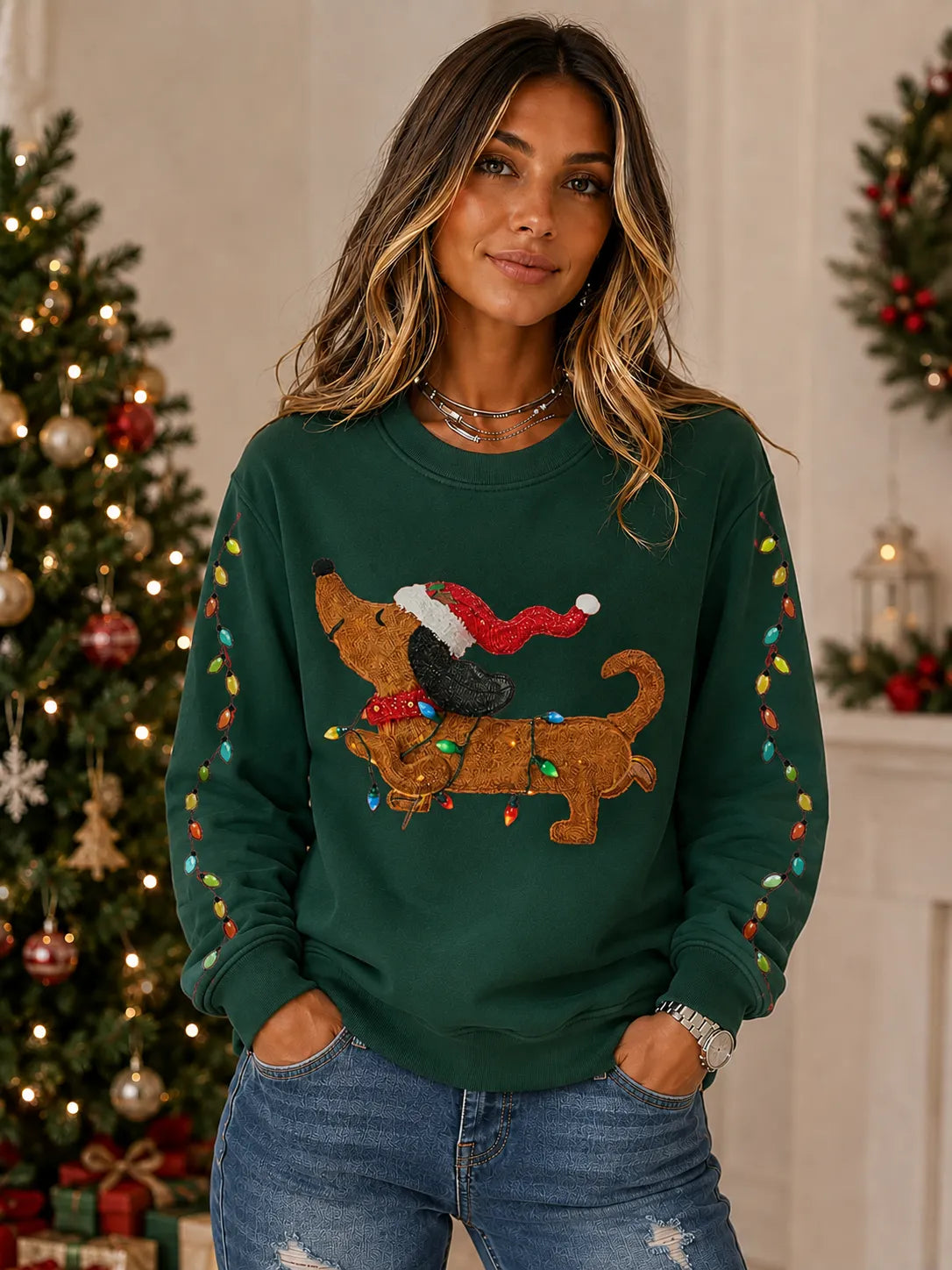 Dachshund Christmas Light Sweatshirt