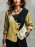 Stylish Asymmetric Colorblock Top