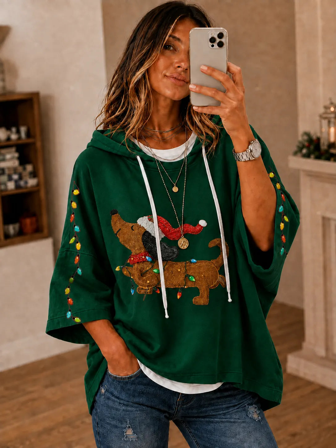 Dachshund Christmas Lights Hoodie
