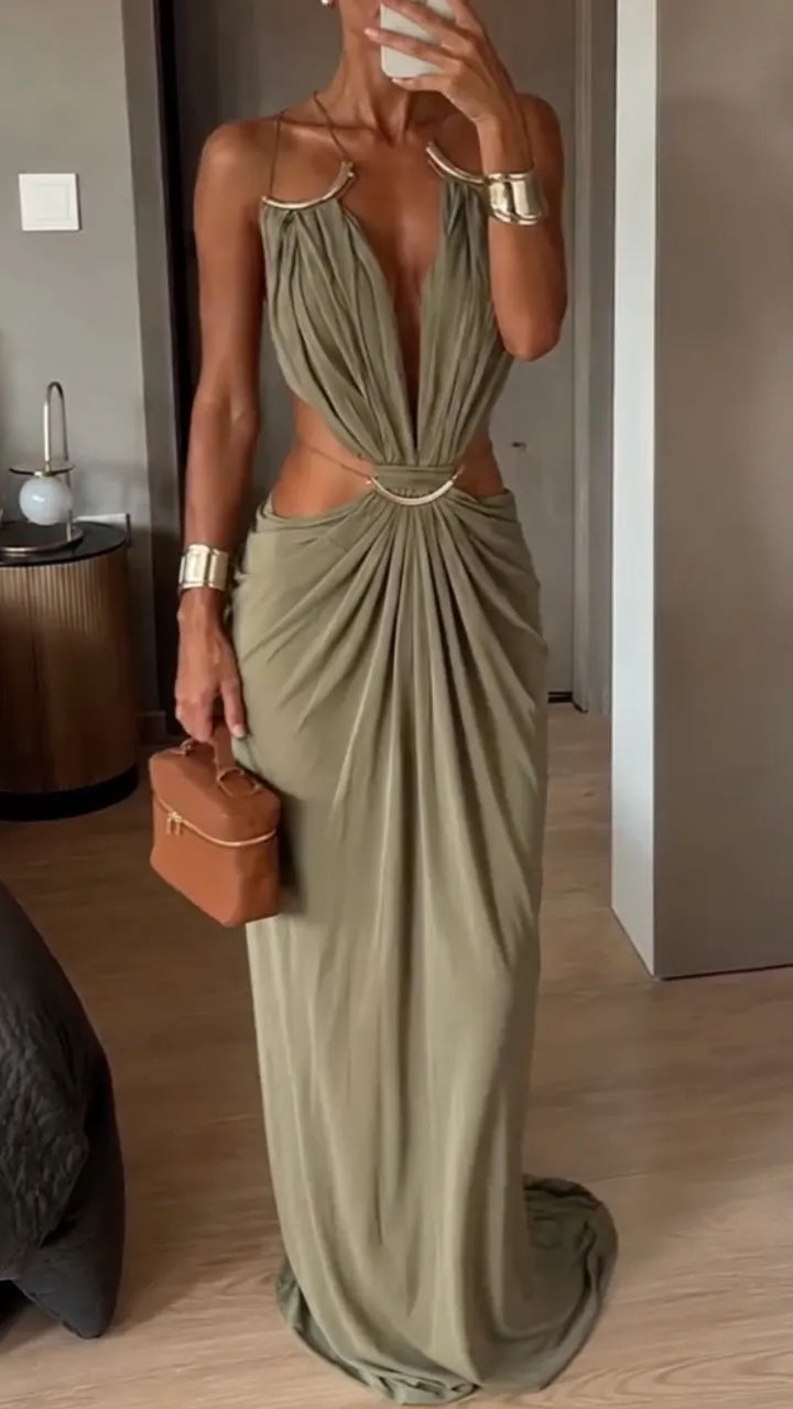 Halter Cutout Maxi Gown