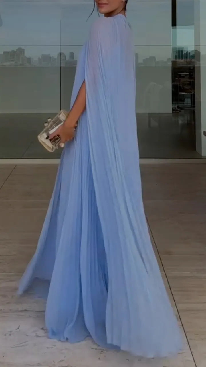 Light Blue Cape Maxi Dress