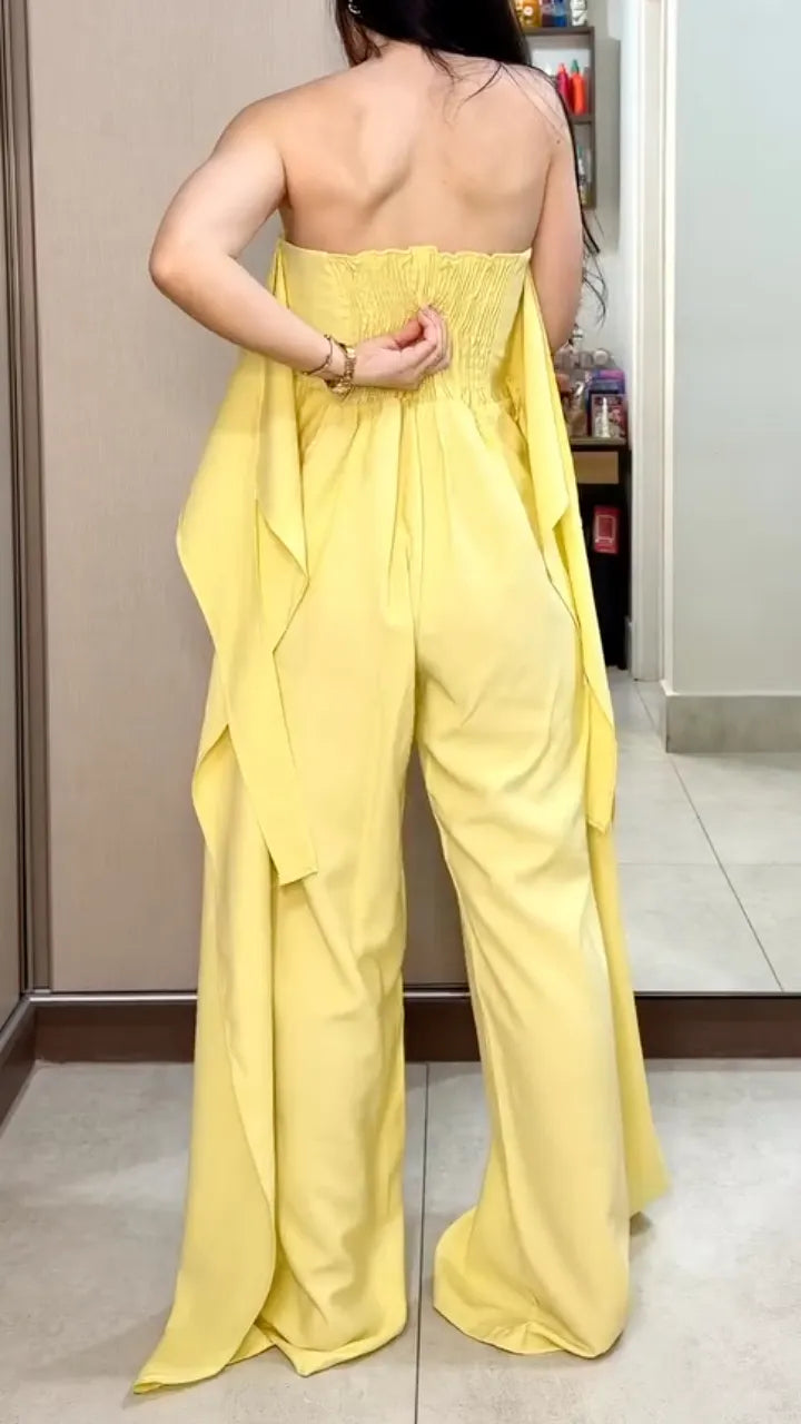 Women's Spring/Summer Faux Two-Piece Wide-Leg Casual Jumpsuit