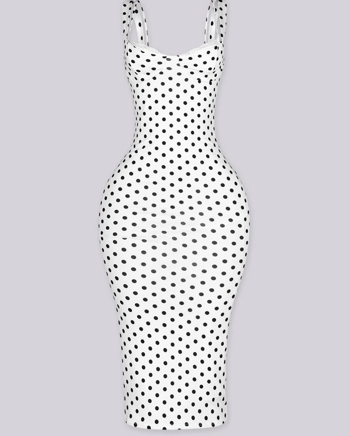 Sexy Women's Slim-Fit Stretchy Classic Polka Dot Maxi Dress