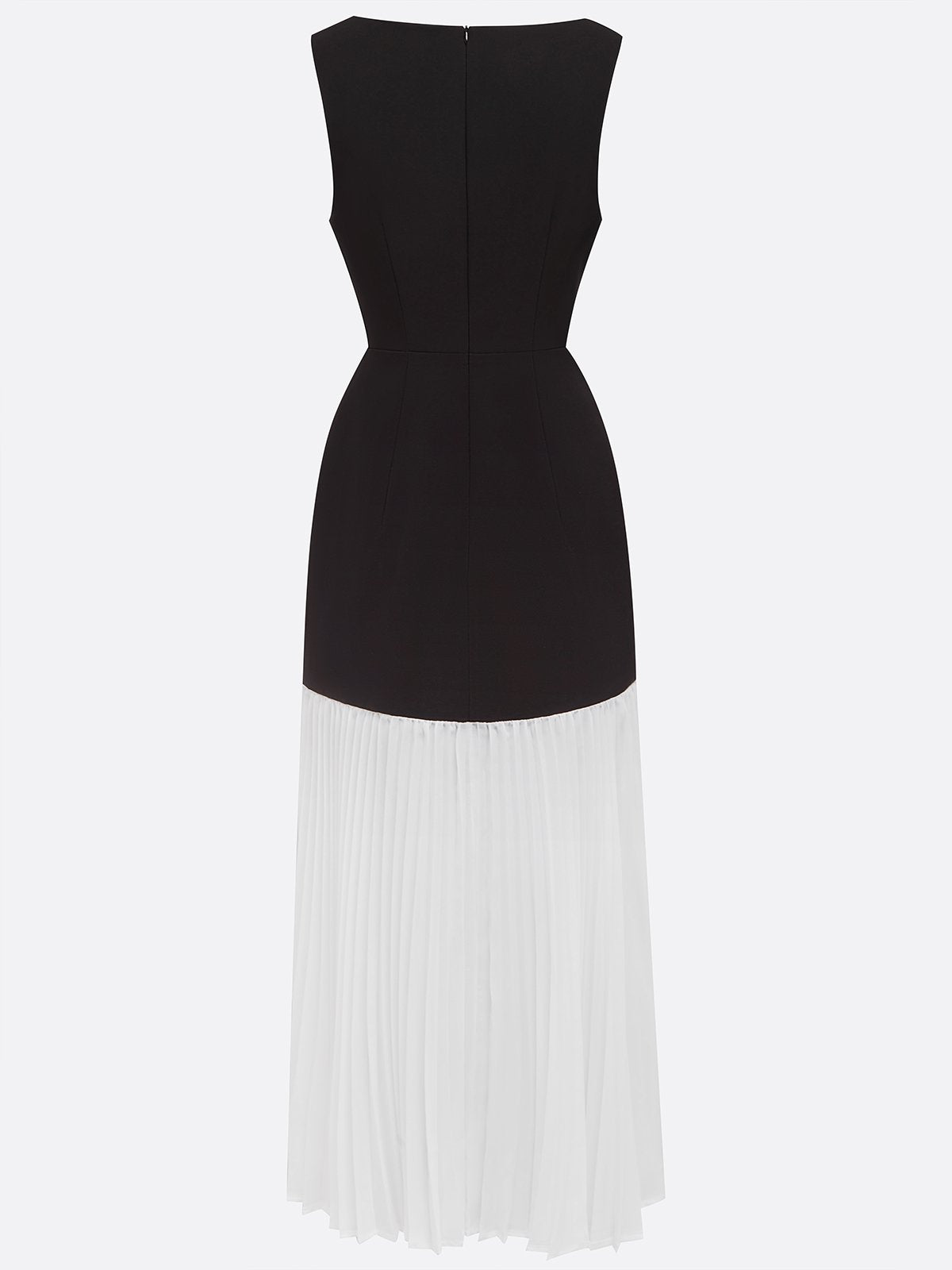 Black Pleated Applique Butterfly Classic Deep V Neck Sleeveless Mermaid Maxi Dress