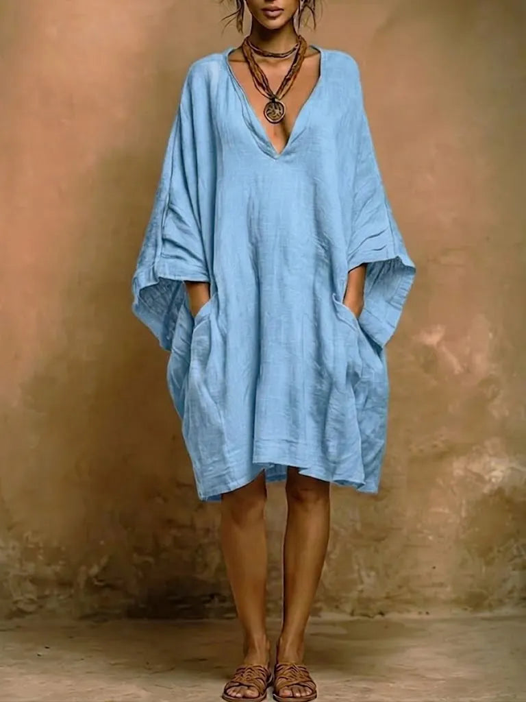 Loose Fit Casual Linen And Cotton Dress