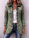 Bohemian Gold Floral Print Ruffle Jacket