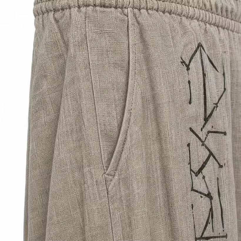 Men Viking Rune Linen Harem Pants