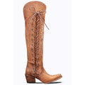 Womens Vintage Embroidered Lace-Up Western Boots