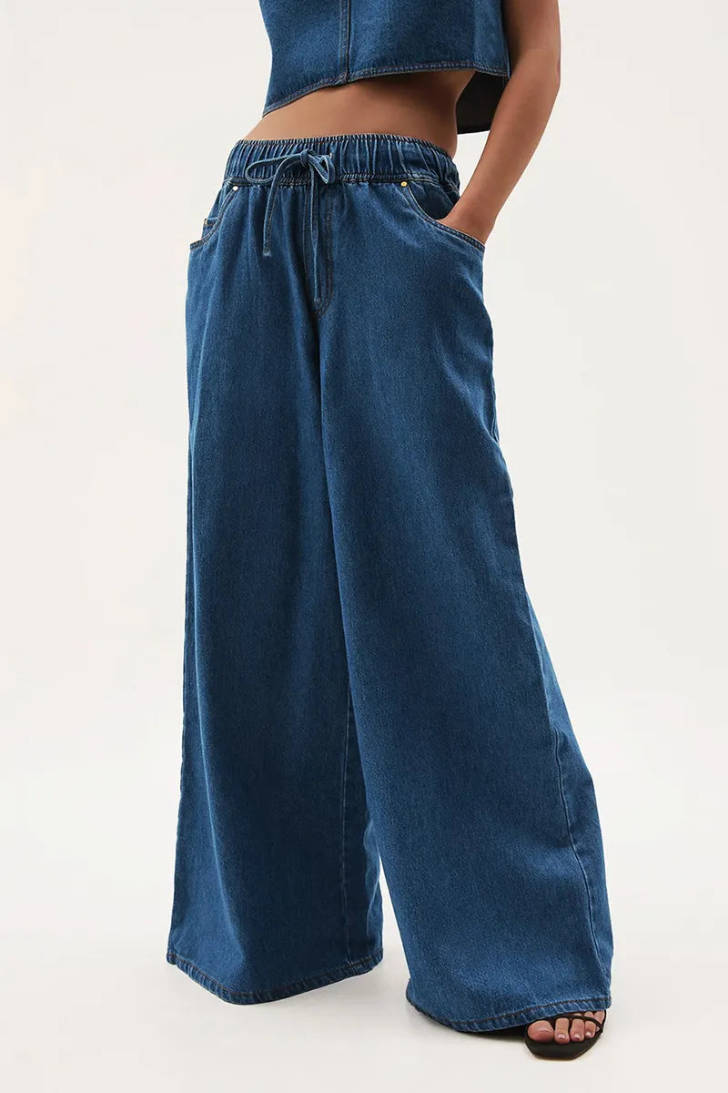 Women's Vintage Low Rise Drawstring Jeans