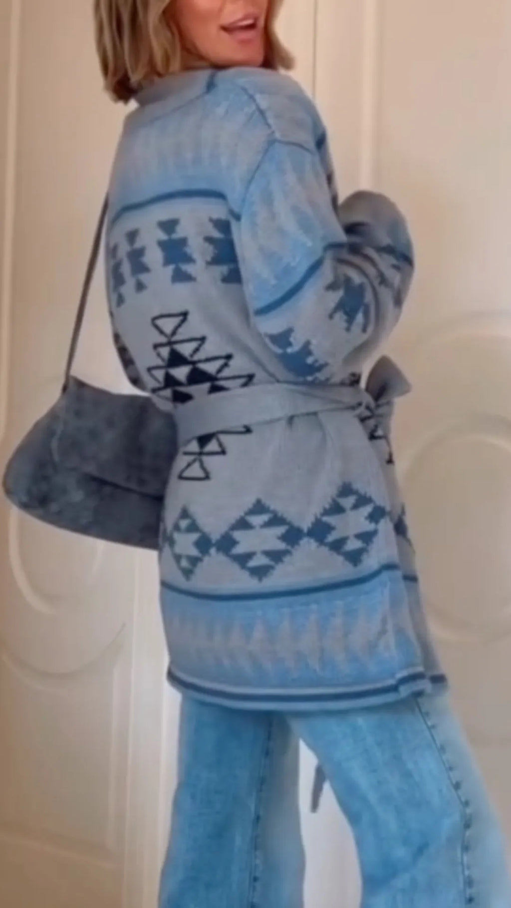 Aztec Knit Wrap Cardigan