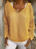 Casual Hooded Cotton Knit Top