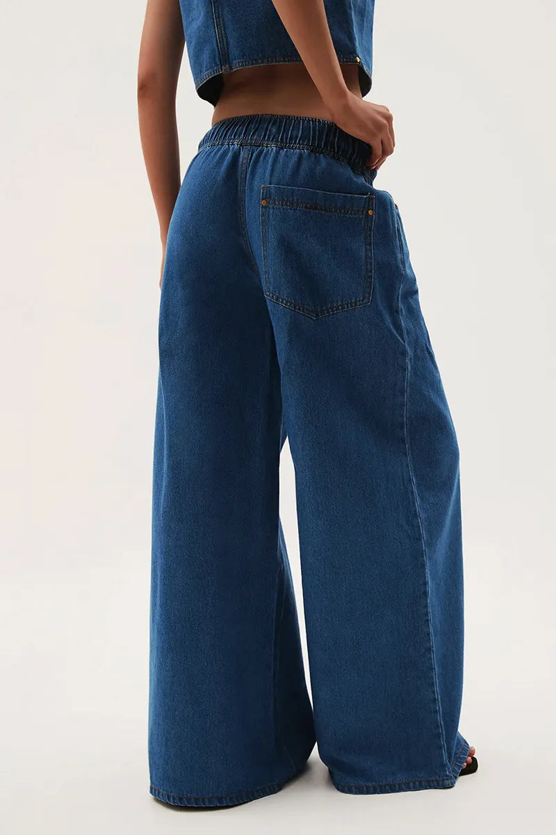 Women's Vintage Low Rise Drawstring Jeans