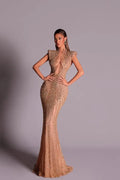 Charming Mermaid Beaded Sleeveless Scoop Neck Prom Dress WQ0739