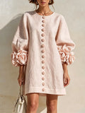 Romantic Blush 3D Floral Sleeve Mini Dress
